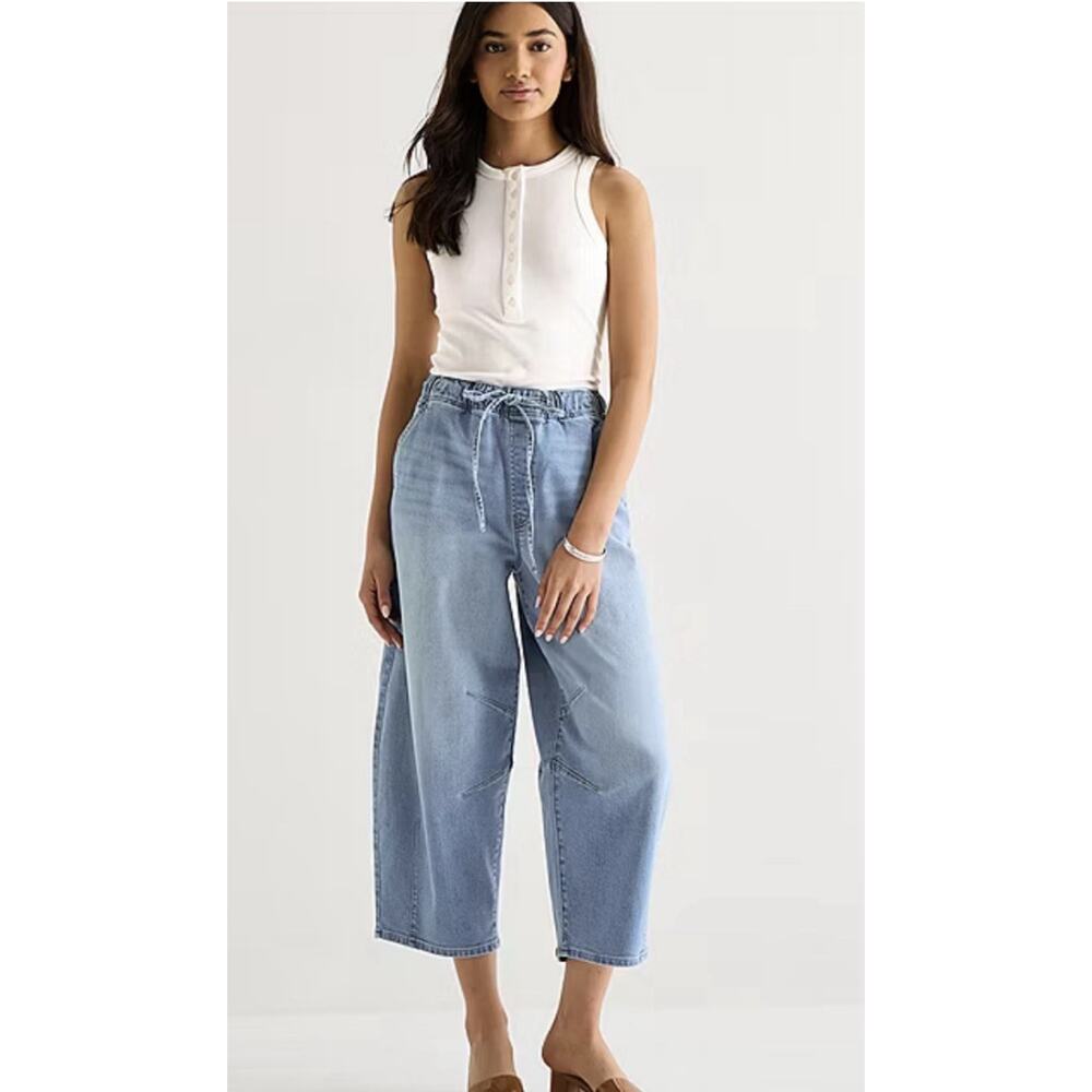 a.n.a Light Blue Drawstring Straight-Leg Jeans